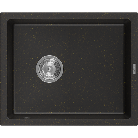 Mexen Pedro évier en granit 1 bac 560 x 460 mm, noir/doré métallisé, siphon chromé - 6508561000-75