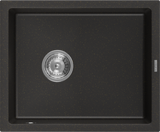 Mexen Pedro Granitspüle 1-beckig 560 x 460 mm, schwarz/gold metallic, Abfluss chrom - 6508561000-75
