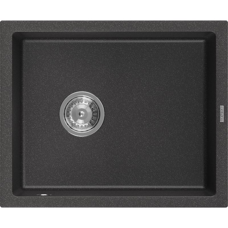 Mexen Pedro granite sink 1-compartment 560 x 460 mm, black speckled, chrome siphon - 6508561000-76