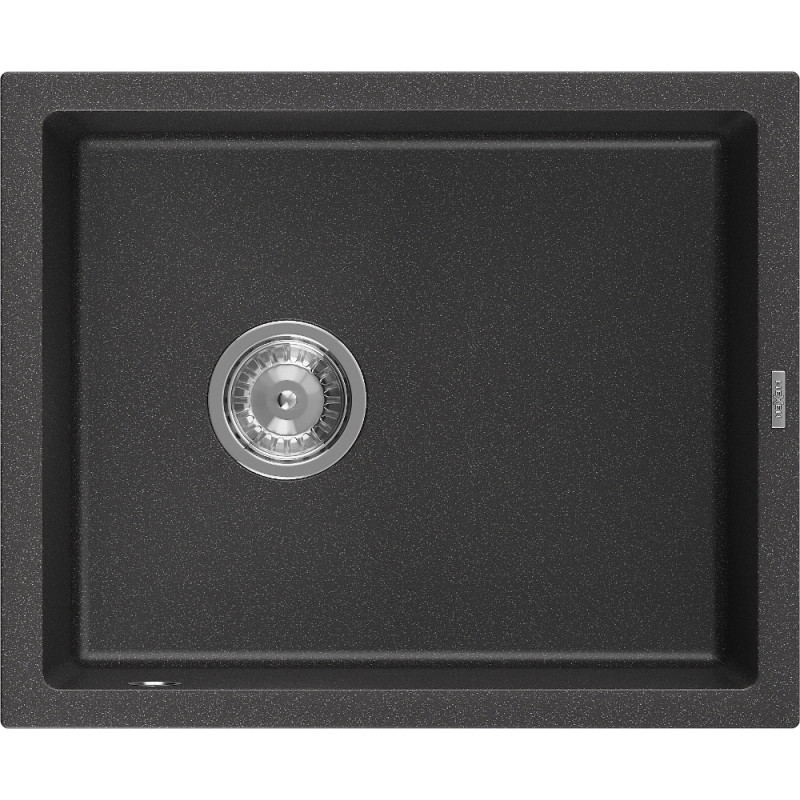Mexen Pedro granitni sudoper s jednom komorom 560 x 460 mm, crni s prskalicama, kromirani sifon - 6508561000-76