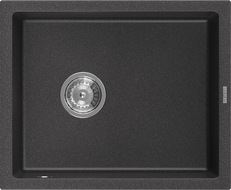 Mexen Pedro granite sink 1-compartment 560 x 460 mm, black speckled, chrome siphon - 6508561000-76