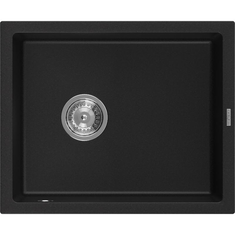 Mexen Pedro granieten spoelbak 1-komerig 560 x 460 mm, zwart, sifon chroom - 6508561000-77