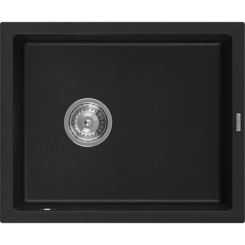 Mexen Pedro lavello in granito a 1 vasca 560 x 460 mm, nero, sifone cromato - 6508561000-77