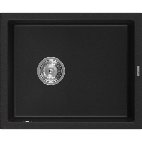 Mexen Pedro granieten spoelbak 1-komerig 560 x 460 mm, zwart, sifon chroom - 6508561000-77