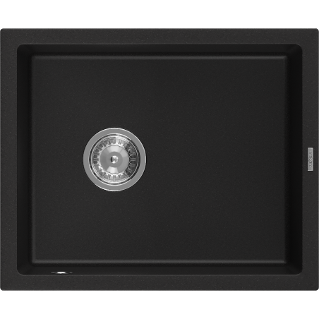 Mexen Pedro Granitspüle 1-beckig 560 x 460 mm, schwarz, Abfluss Chrom - 6508561000-77