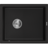 Mexen Pedro fregadero de granito de 1 cubeta 560 x 460 mm, negro, sifón cromo - 6508561000-77