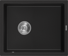 Mexen Pedro lavello in granito a 1 vasca 560 x 460 mm, nero, sifone cromato - 6508561000-77