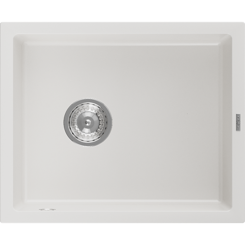 Mexen Pedro évier en granit 1 cuve 560 x 460 mm, blanc, siphon chromé - 6508561000-20