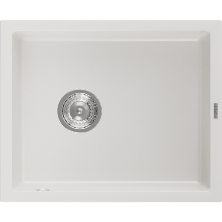 Mexen Pedro granieten spoelbak 1-kamer 560 x 460 mm, wit, chroom sifon - 6508561000-20