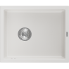 Mexen Pedro fregadero de granito de 1 cubeta 560 x 460 mm, blanco, sifón cromado - 6508561000-20