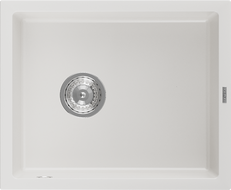 Mexen Pedro granitno korito za pomivanje, 1-komorno, 560 x 460 mm, belo, kromiran sifon - 6508561000-20