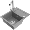 Mexen Enzo fregadero de granito de 1 cubeta con escurridor y grifo de cocina Duero, gris - 6506-71-671600-00