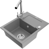 Mexen Enzo single-bowl granite sink with drainer and Duero kitchen tap, grey - 6506-71-671600-00