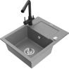Mexen Enzo fregadero de granito de 1 compartimento con escurridor y grifo de cocina Duero, gris - 6506-71-671600-70