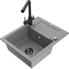 Mexen Enzo évier en granit 1-bac avec égouttoir et robinet de cuisine Duero, gris - 6506-71-671600-70-B