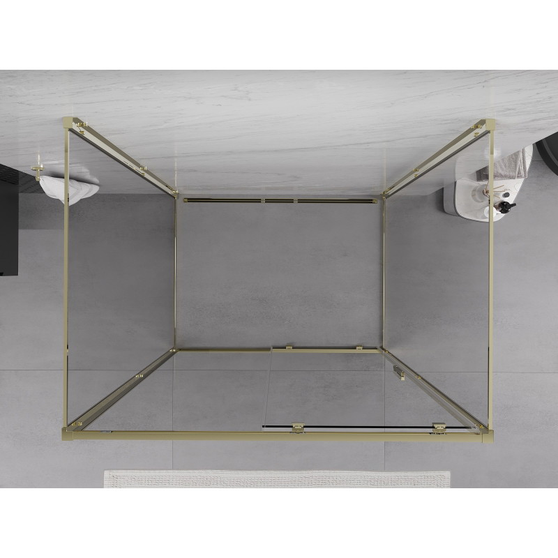 Mexen Exo-S 3S douchecabine 3-zijdig schuifbaar 95 x 80 cm, transparant, goud - 8151-095-080-50-00-3S