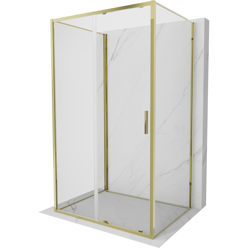 Mexen Exo-3S 3-sienu bīdāmas dušas kabīne 105 x 80 cm, caurspīdīga, zelta - 8151-105-080-50-00-3S