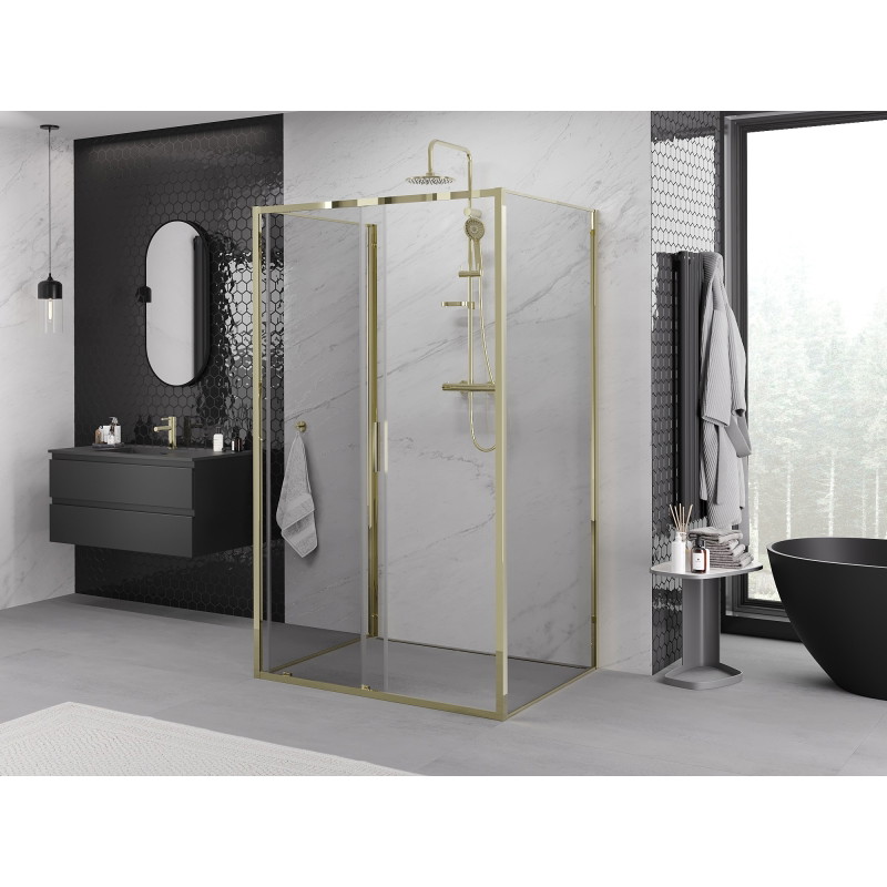 Mexen Exo-S 3S Καμπίνα ντους 3-πλευρική συρόμενη 140 x 85 cm, διάφανη, χρυσή