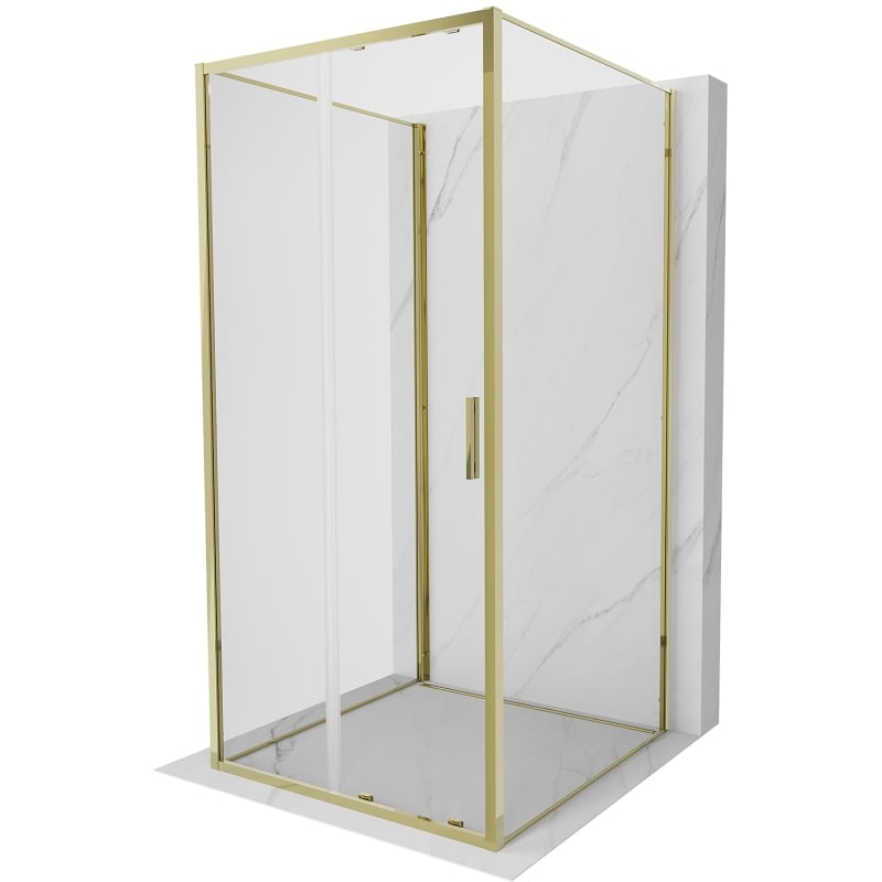 Mexen Exo-3S cabine de duche com 3 paredes deslizante 90 x 90 cm, transparente, dourada - 8151-090-090-50-00-3S