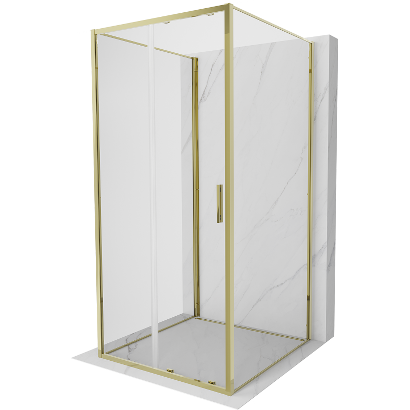 Mexen Exo-3S kabina prysznicowa 3-ścienna rozsuwana 90 x 90 cm, transparent, złota - 8151-090-090-50-00-3S