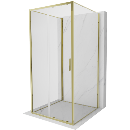 Mexen Exo-3S kabina prysznicowa 3-ścienna rozsuwana 90 x 90 cm, transparent, złota - 8151-090-090-50-00-3S