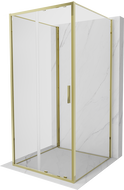 Mexen Exo-S 3S cabina doccia a 3 lati scorrevole 90 x 90 cm, trasparente, oro - 8151-090-090-50-00-3S