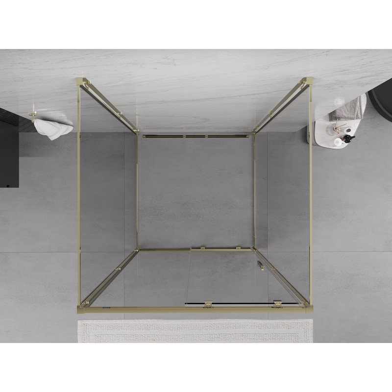 Mexen Exo-3S duša kabīne 3-sienu bīdāmā 100 x 100 cm, caurspīdīga, zelta - 8151-100-100-50-00-3S
