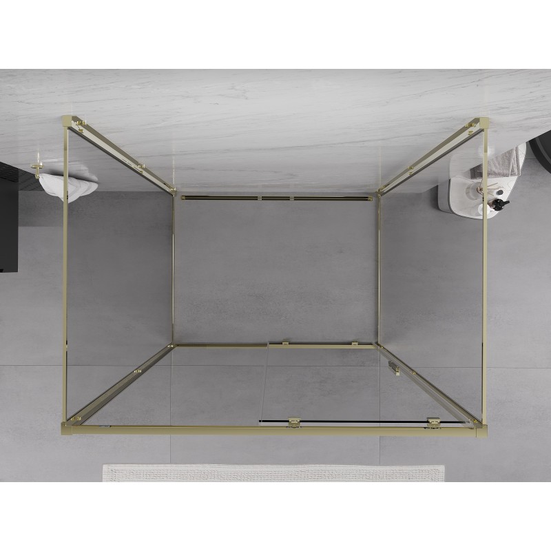 Mexen Exo-3S kabina prysznicowa 3-ścienna rozsuwana 150 x 100 cm, transparent, złota - 8151-150-100-50-00-3S