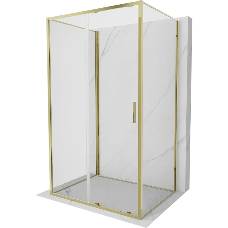 Mexen Exo-S 3S treväggig duschkabin 200 x 85 cm, transparent, guld - 8151-200-085-50-00-3S