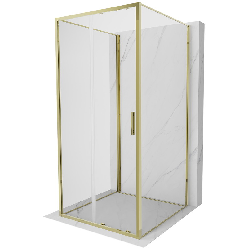 Mexen Exo-S 3S kabina prysznicowa 3-ścienna rozsuwana 110 x 110 cm, transparent, złota - 8151-110-110-50-00-3S