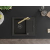 Mexen Enzo Granitspüle 1-becken mit Abtropffläche und Küchenarmatur Duero, schwarz/gold metallic - 6506-75-671600-50-B