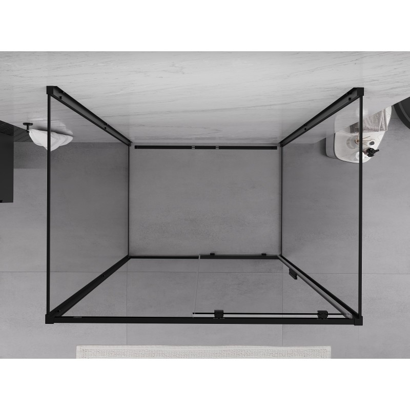 Mexen Exo-3S 3-sienu bīdāmo durvju duškabīne 90 x 85 cm, caurspīdīga, melna - 8151-090-085-70-00-3S