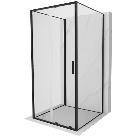 Mexen Exo-3S dušas kabīne 3-sienu bīdāma 90 x 90 cm, caurspīdīga, melna - 8151-090-090-70-00-3S