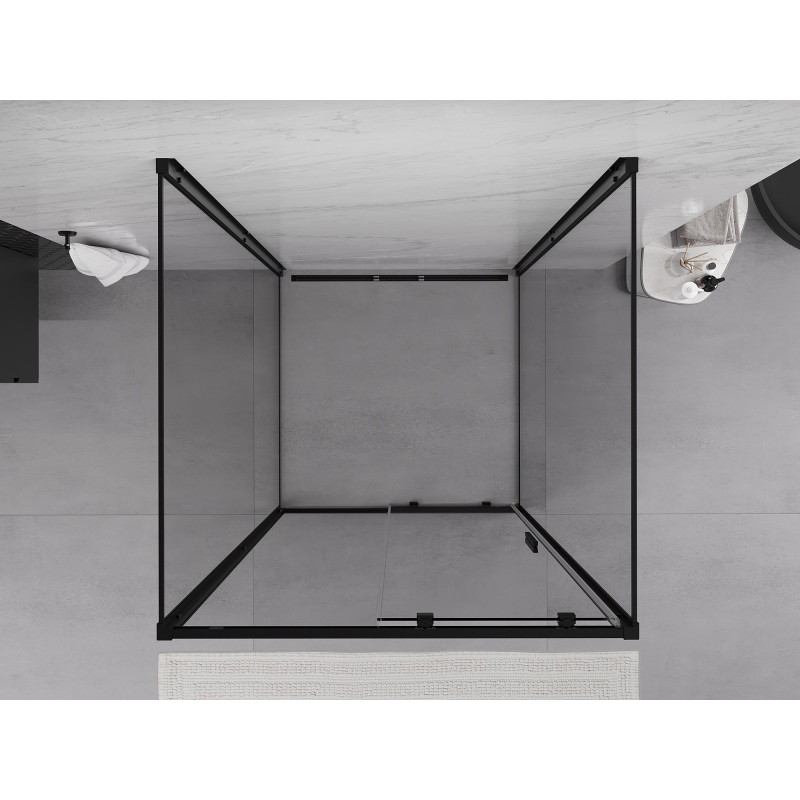 Mexen Exo-S 3S kabina prysznicowa 3-ścienna rozsuwana 95 x 95 cm, transparent, czarna - 8151-095-095-70-00-3S