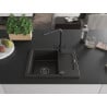Mexen Enzo évier en granit 1 bac avec égouttoir et robinet de cuisine Duero, noir moucheté - 6506-76-671600-70-B