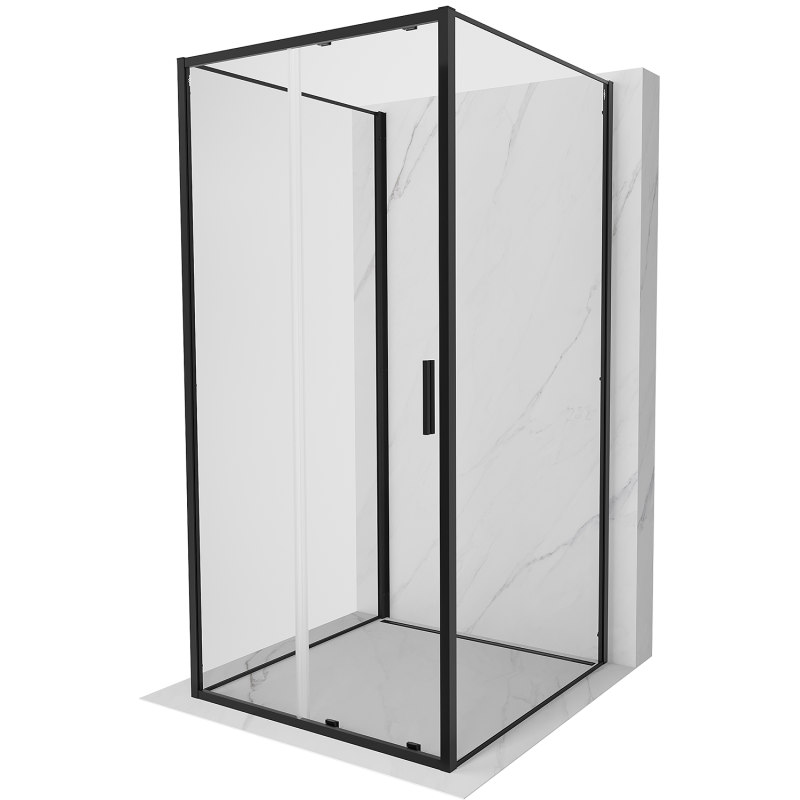 Mexen Exo-3S kabina prysznicowa 3-ścienna rozsuwana 100 x 100 cm, transparent, czarna - 8151-100-100-70-00-3S