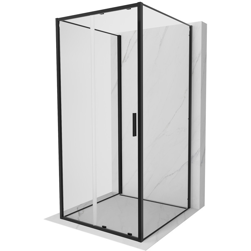 Mexen Exo-S 3S cabina doccia a 3 lati scorrevole 110 x 110 cm, trasparente, nero - 8151-110-110-70-00-3S