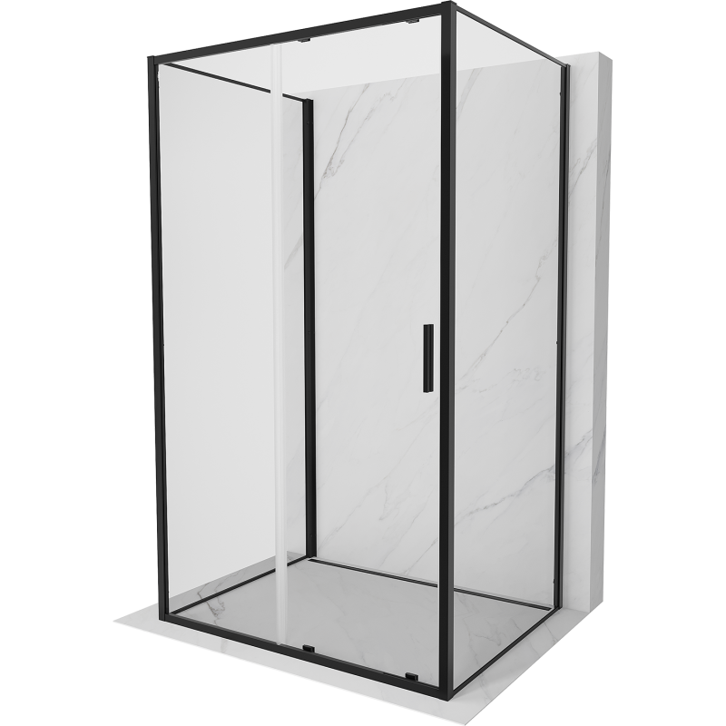 Mexen Exo-3S 3-sienu bīdāmais dušas kabīnīte 180 x 100 cm, caurspīdīgs, melns - 8151-180-100-70-00-3S