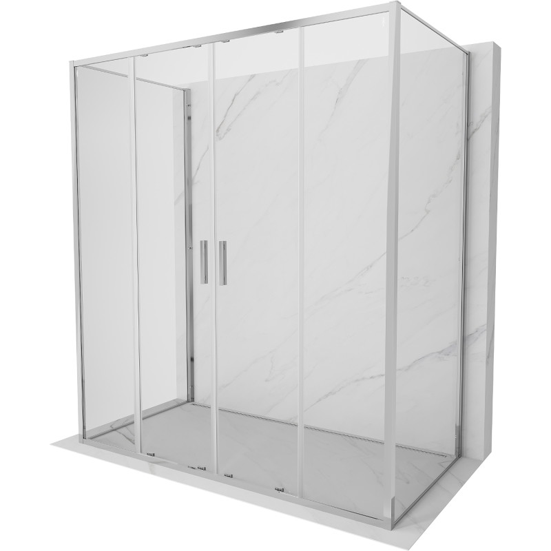 Mexen Exo-S Duo 3S 3-sienu bīdāma dušas kabīne 190 x 70 cm, caurspīdīga, hromēta - 8152-190-070-01-00-3S