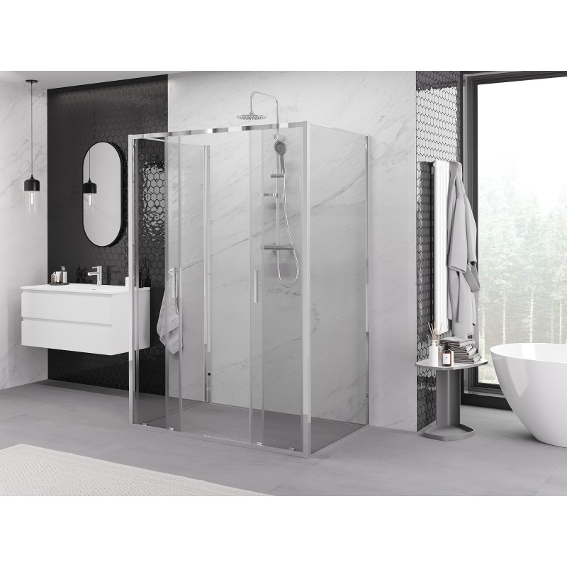 Mexen Exo-3S 3-sienu bīdāmā dušas kabīne 130 x 75 cm, caurspīdīga, hromēta - 8152-130-075-01-00-3S