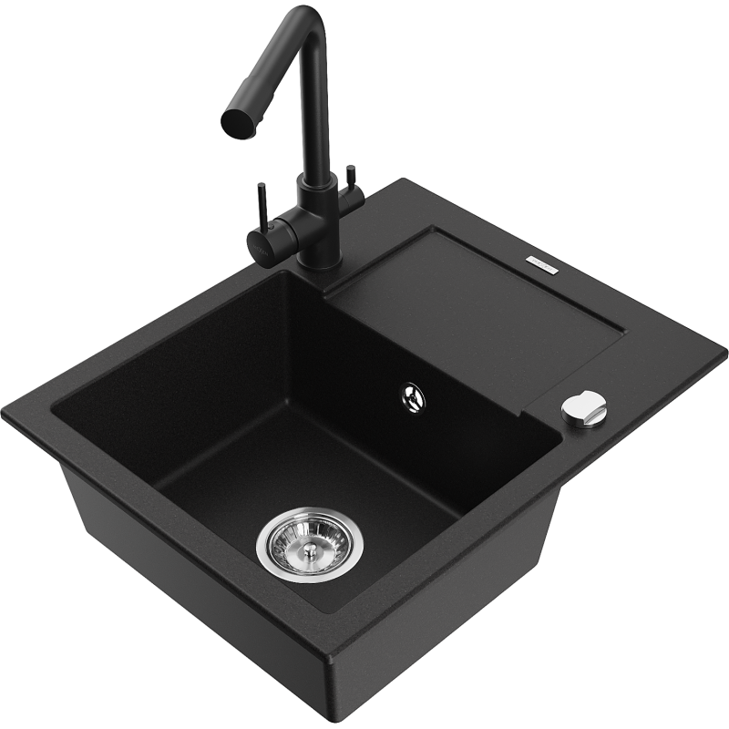 Mexen Enzo Granit-Spullsteen 1-Kummer mat Oflaflaf an Kichekran Duero, schwaarz - 6506-77-671600-70