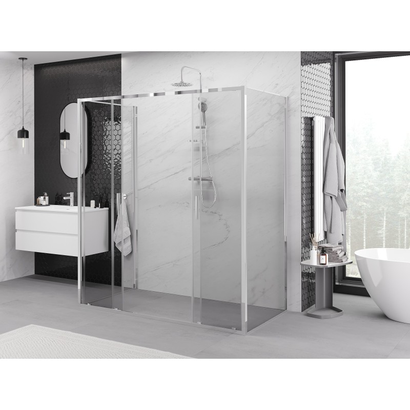 Mexen Exo-3S dušas kabīne 3-sienu bīdāma 200 x 75 cm, caurspīdīga, hromēta - 8152-200-075-01-00-3S