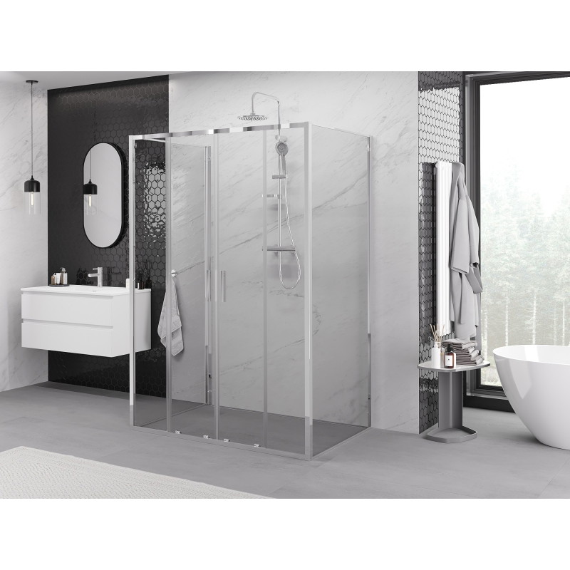 Mexen Exo-S Duo 3S 3-väggars skjutbar duschkabin 140 x 80 cm, transparent, krom - 8152-140-080-01-00-3S