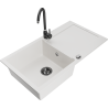Mexen Leo fregadero de granito de 1 cuenco con escurridor y grifo de cocina Telma, blanco - 6501-20-670200-70