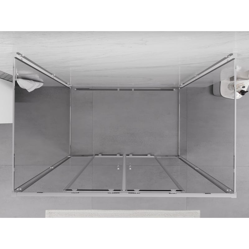 Mexen Exo-S Duo 3S cabina doccia a 3 lati scorrevole 140 x 85 cm, trasparente, cromo - 8152-140-085-01-00-3S