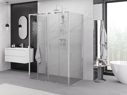 Mexen Exo-3S trīs sienu bīdāmais dušas kabīne 130 x 90 cm, caurspīdīgs, hroms - 8152-130-090-01-00-3S