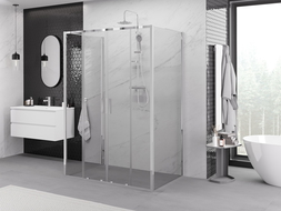Mexen Exo-3S trīssienu bīdāma dušas kabīne 150 x 100 cm, caurspīdīga, hromēta - 8152-150-100-01-00-3S