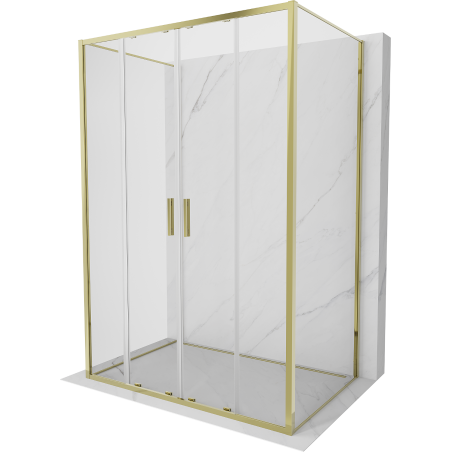 Mexen Exo-S Duo 3S cabine de douche à 3 murs coulissante 130 x 70 cm, transparente, dorée - 8152-130-070-50-00-3S