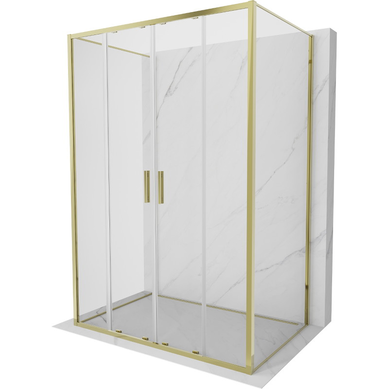 Mexen Exo-S Duo 3S 3-seitige Schiebeduschkabine 140 x 75 cm, transparent, gold - 8152-140-075-50-00-3S