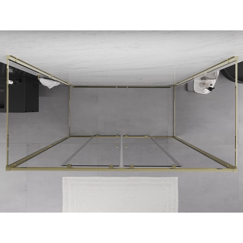 Mexen Exo-S Duo 3S cabina de duche de 3 paredes com portas de correr 170 x 75 cm, transparente, dourada - 8152-170-075-50-00-3S